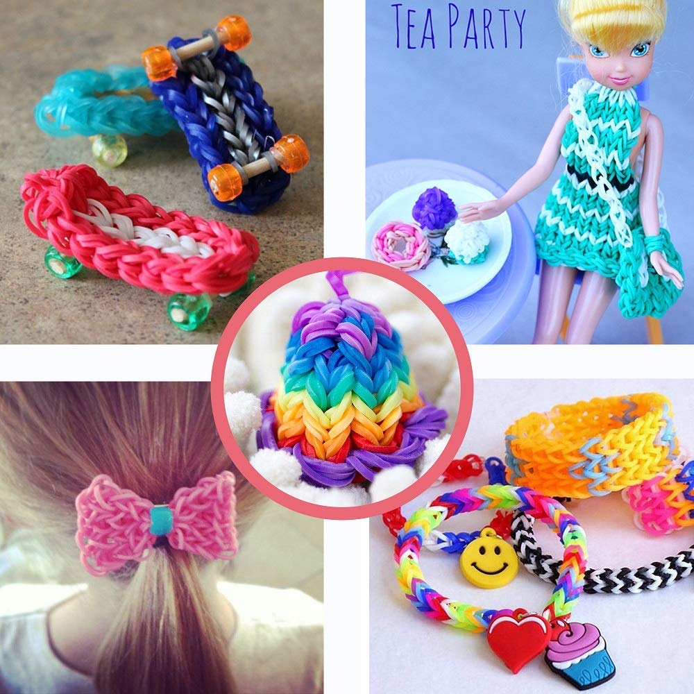 3x Cajas de Gomas elasticas para Hacer Pulseras Gomitas Bandas de Silicona de Colores Looms Band para Manualidades para Niños