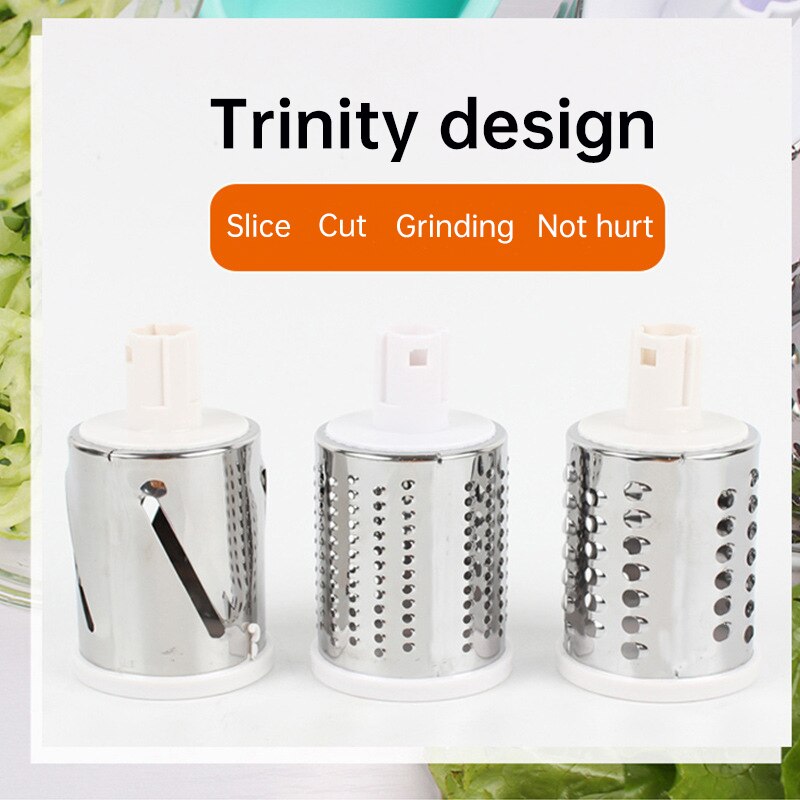 Hand Crank Vegetable Cutter 3 in 1 Stainless Steel Grater Slicer Grind Food Chopper for Vegetables Fruits Kitchen