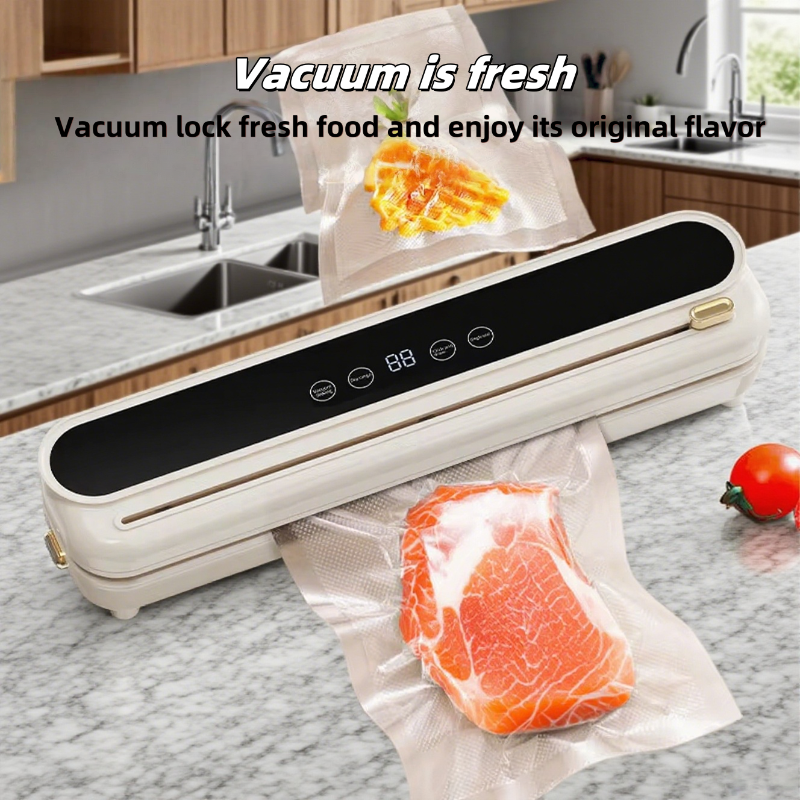 Elektrisk vakuumpakker til køkken, tør, våd, opbevaring af mad, indbygget skærer, berøringsknap, nem forsegling af mad, husholdningsapparat
