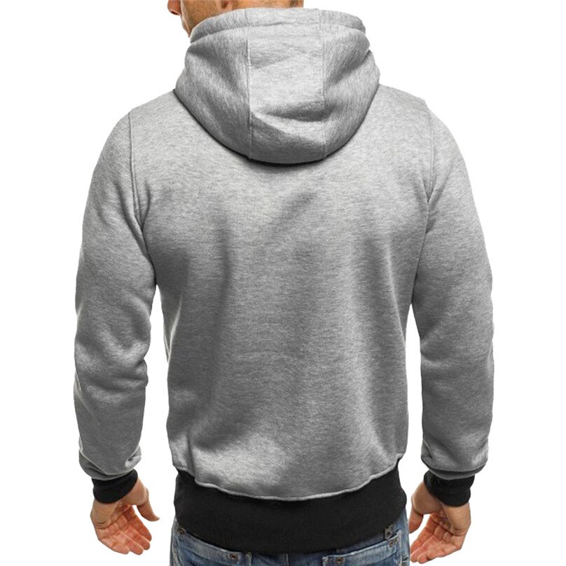 Otoño Invierno suéter de Casual de los hombres Pullover de Color puro Sudadera con capucha de manga larga Sweatershirt camisetas #4o17