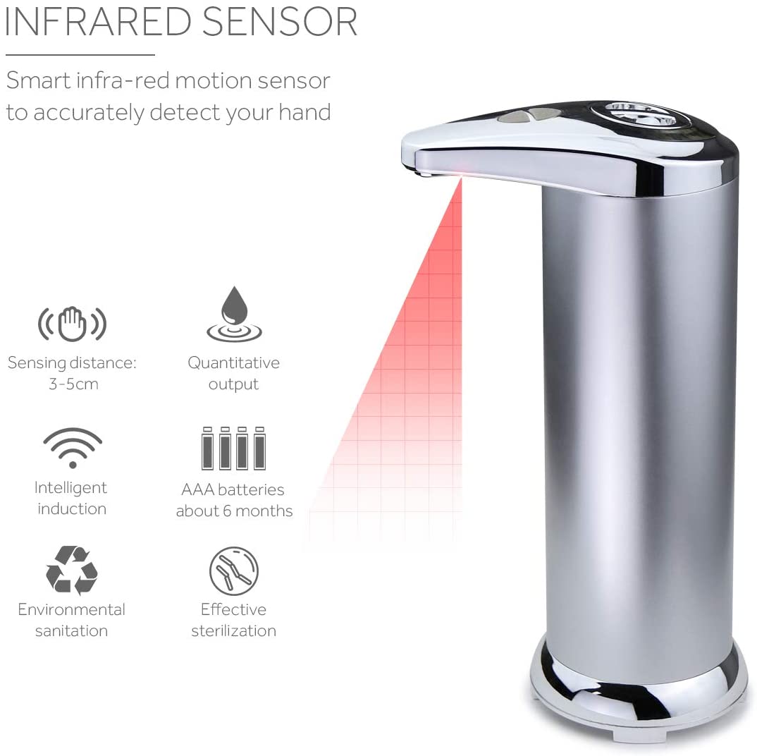 Automatische Rvs Ir Sensor Touchless Zeepdispenser Voor Keuken Badkamer Home Zilver Milieuvriendelijke Dispenser