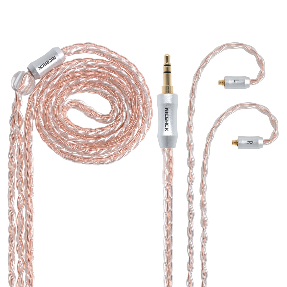 NICEHCK 8 Core Copper Silver Mixed Cable MMCX/2Pin 3.5/2.5/4.4mm Balanced For C12 C16 ZS10 ZSX V90 TFZ NICEHCK NX7 Pro/DB3/F3/M6