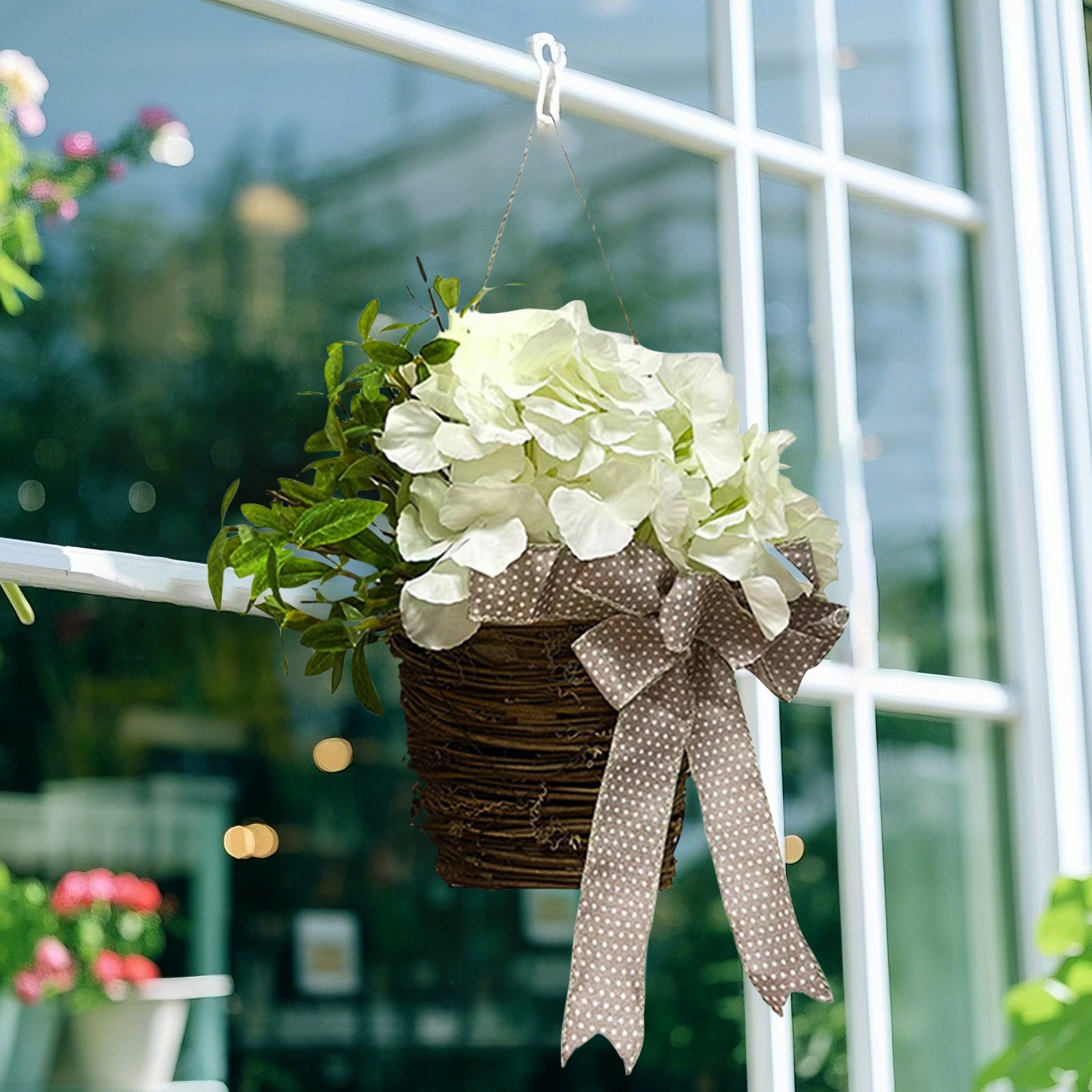 Pretty Spring Flower Wreath Basket, Forsythia Door Basket, Yellow Flower Wreath, Front Door Summer Spring Home Decoration