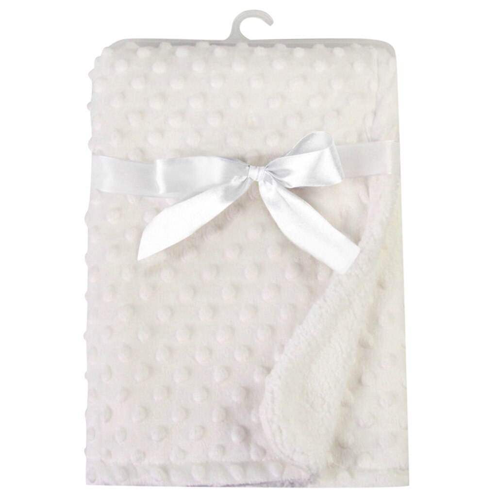 Baby Blanket & Swaddling Newborn Baby Soft Minky Dot Blanket Warm Fleece Stroller Cover Quilt Swaddling Bedding: White