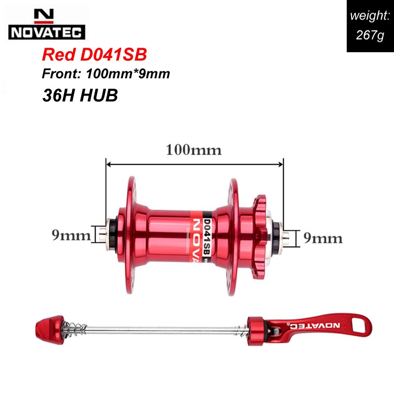 Novatec Mountainbike Hub D041SB D042SB Disc Kaart Brake 28/32/36 Gaten Mtb Road Fiets Hubs Lager Qr 32H 8/9/10/11/12 Speed: 36H Front Red