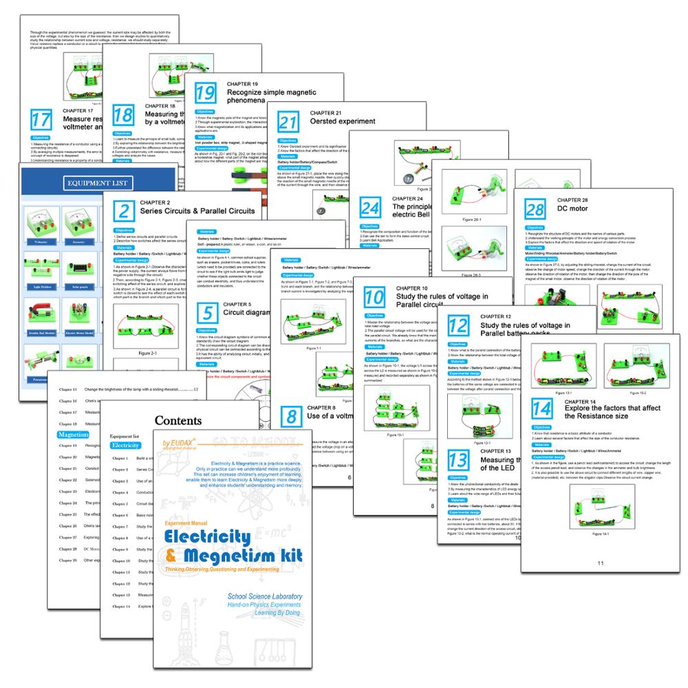 La escuela laboratorios de física Electricidad Básica descubrimiento de circuito y el magnetismo Kits de experimentos para Junior Senior High School rompecabezas