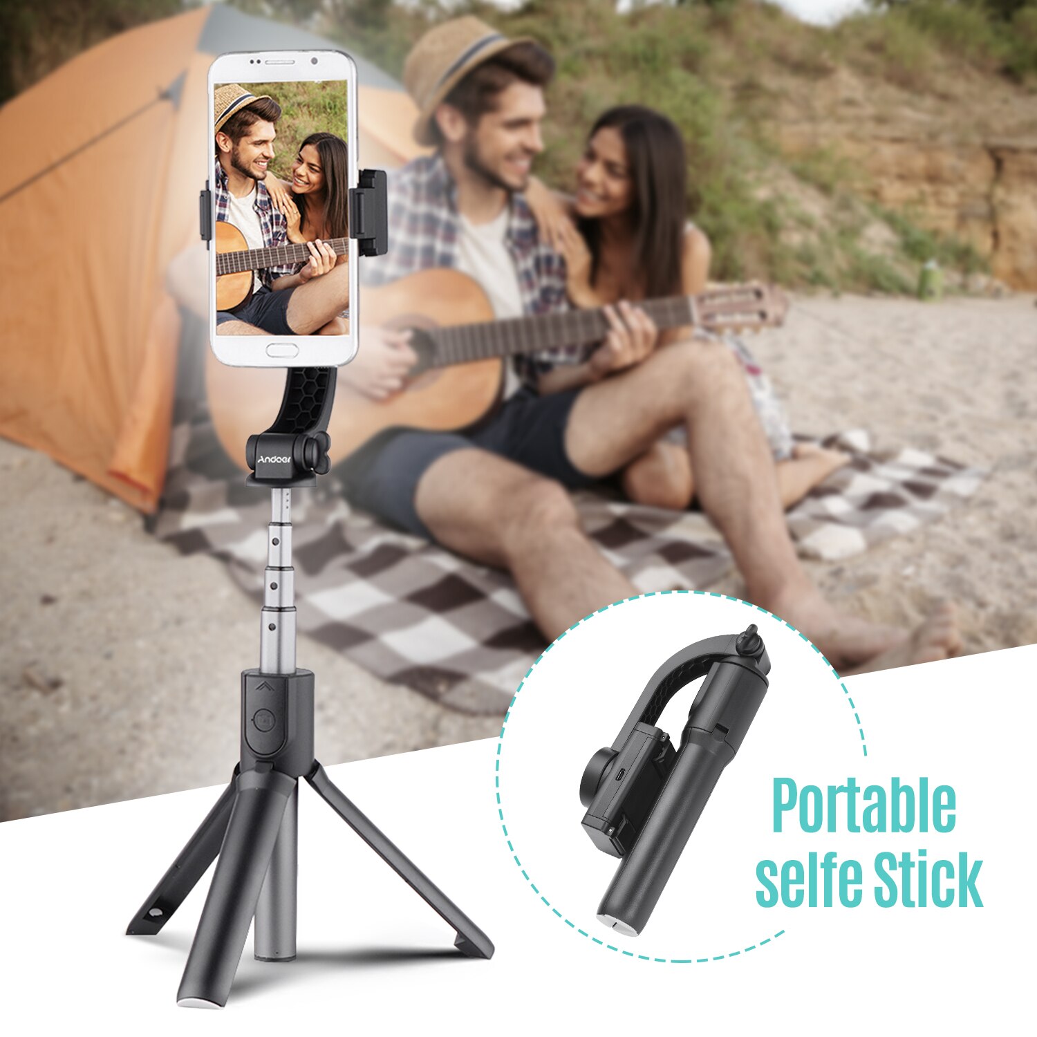 Andoer 3-In-1 Uitschuifbare Smartphone Gimbal Stabilizer + Selfie Stok + Tripod Stand Voor Live Vlogging Video voor Smartphones