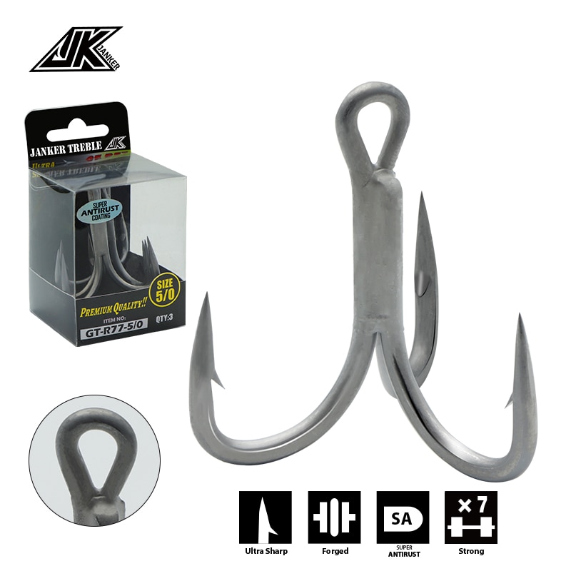 Jk GT-R77 4/0 5/0 6/0 Dreggen Vissen 7X Sterke Triple Vishaken Tee Haak Doos Dreg Zeevisserij accessoires