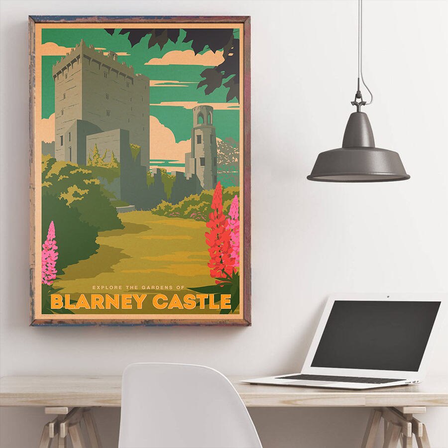 Irland Sommer Stadt Reise Poster Zauberstab Aufkleber Jahrgang Kraft Papier Kneipe Bar Hotel Dekor Hand Gemalte Landschaft Bild 42x30cm