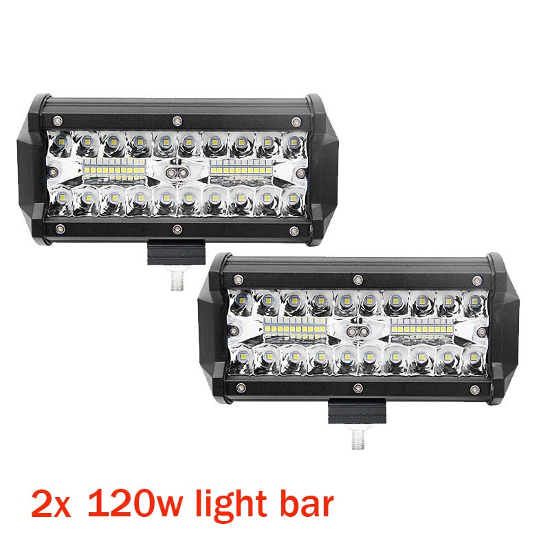 7 tommer 120w combo led lysbjelker spot flomstråle for arbeidskjøring offroad båt bil traktor lastebil 4 x 4 suv atv 12v 24v: 2 x 120w