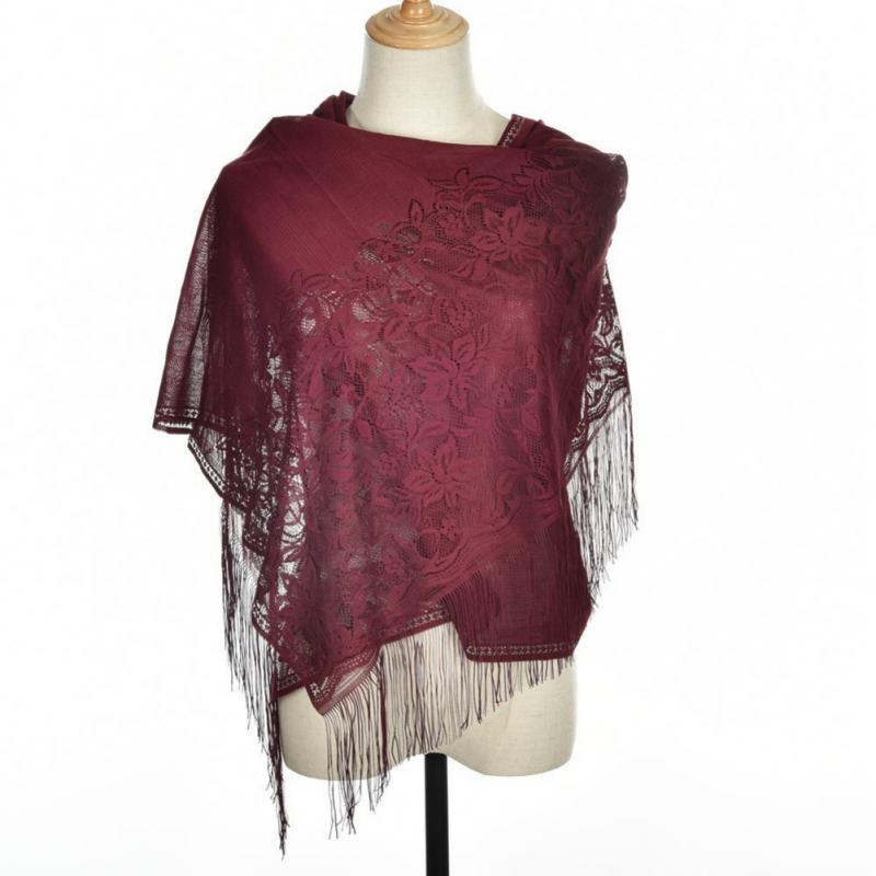 Sjaal dame winter warm polyester lange wikkelsjaal moslim katoen en linnen effen kleur jacquard kwastje grote sjaal hollo: 08