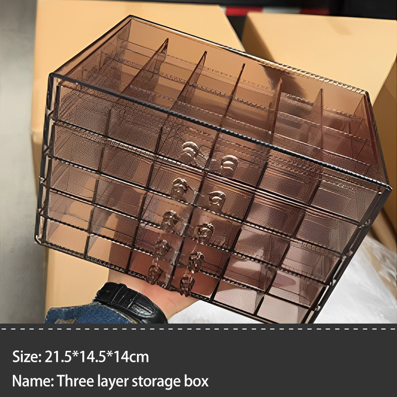 Caja organizadora de plástico transparente multifuncional con rejillas, contenedor, caja de almacenamiento para decoración de uñas, organizador de cuentas, joyería DIY para manicura: Blanco