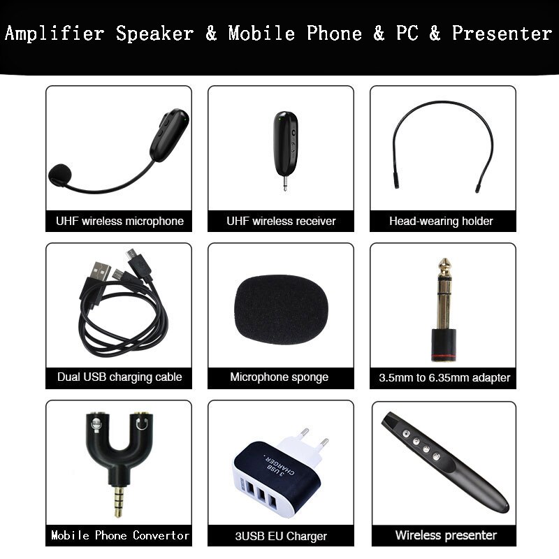 Microfoon UHF Draadloze Microfoon Voor Voice Versterker Computer Draadloze Microfoon Professionele Draadloze Headset Microfoons: UHF PRESENTER