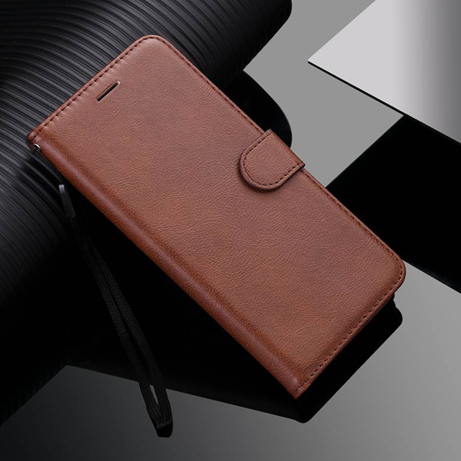 Funda Xiaomi Redmi 9 De cuero PU con tapa para Xiaomi Redmi 9, cubierta de teléfono de TPU suave para Redmi 9: Brown