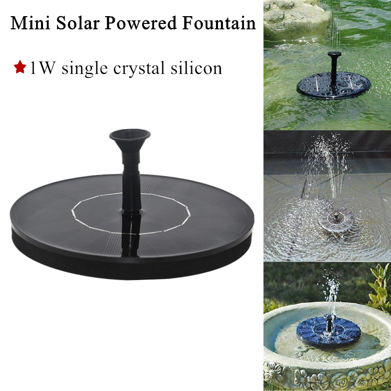 Mini Solar Fountain Garden Water Fountain Solar Panel Floating Fountain Garden Decoration Fountain1W single crystal silicon