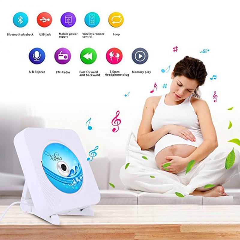 Draagbare 5 In 1 Cd Speler Muur Gemonteerde Bluetooth Speaker Volledige Band Fm Radio U-Disk Speler thuis Met Afstandsbediening