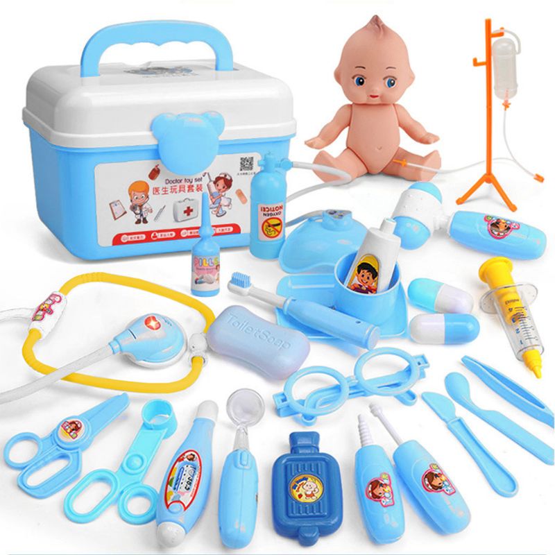 Juego Popular de 26/31/39 Uds. Doctor de juguete de enfermera, juego de dentista para niños y niñas,: 26PC BL