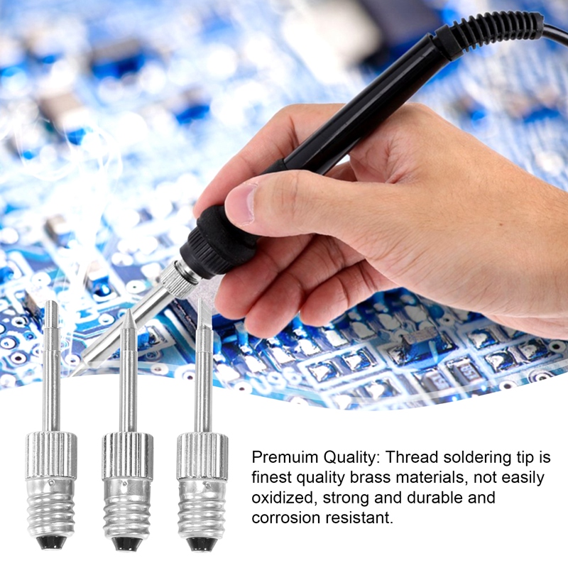 3Pcs Brass Soldering Tips USB Soldering Iron Head Welding Soldering Tips For E10 Interface Soldering Stations