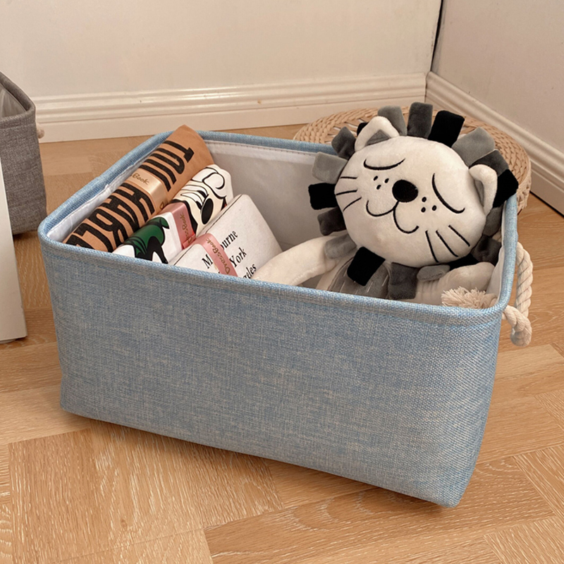 Cesta de almacenamiento de ropa, suministros para el hogar, cesta de clasificación de artículos diversos, caja organizadora de lino plegable, organizador de escritorio: XXL / verde