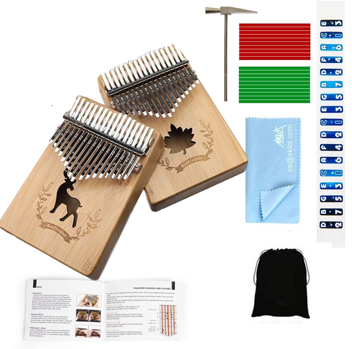 Kalimba Thumb Piano 17 Keys with Bamboo wood Portable Mbira Finger Piano for Kids and piano Beginners