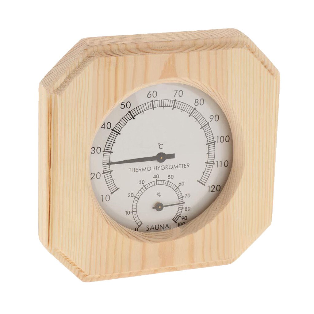 Saunatermometer&hygrometer 2 in 1 træhygrotermograf bad saunahygrometer ruminstrument fugtighedstilbehør  #1/7