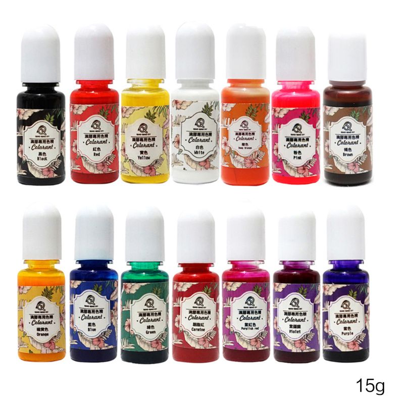 14 Pcs/set UV Resin Coloring Pigment DIY Crystal Epoxy High Transparency Oily Dye for Crafts Making Filling