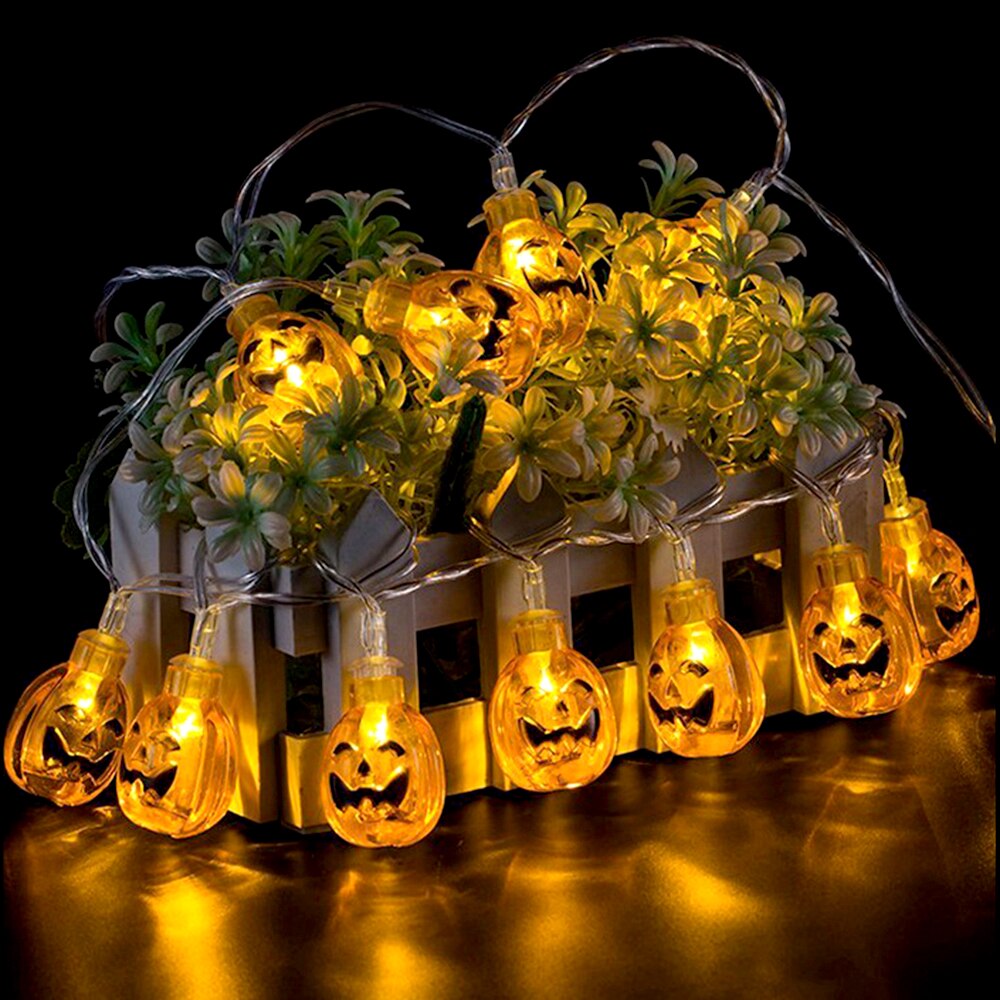 10-20 led-lampjes pompoen halloween led-lichtsnoer slingers 1m 2m nachtlampje warm wit op batterijen feeën tr