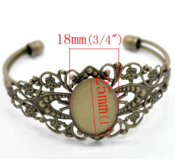 8 sezonów w stylu klasyczny antyczny brąz kwiat kamea ustawienie bransoletki bransoletki 17 cm (dopasowanie 25x18mm), sprzedawane za pakiet 4