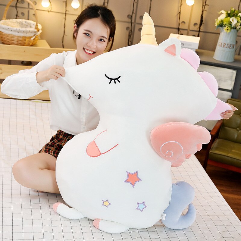 GRAN suave unicornio de peluche de juguete sofá almohada manta niña juguete de decoración del hogar para niños