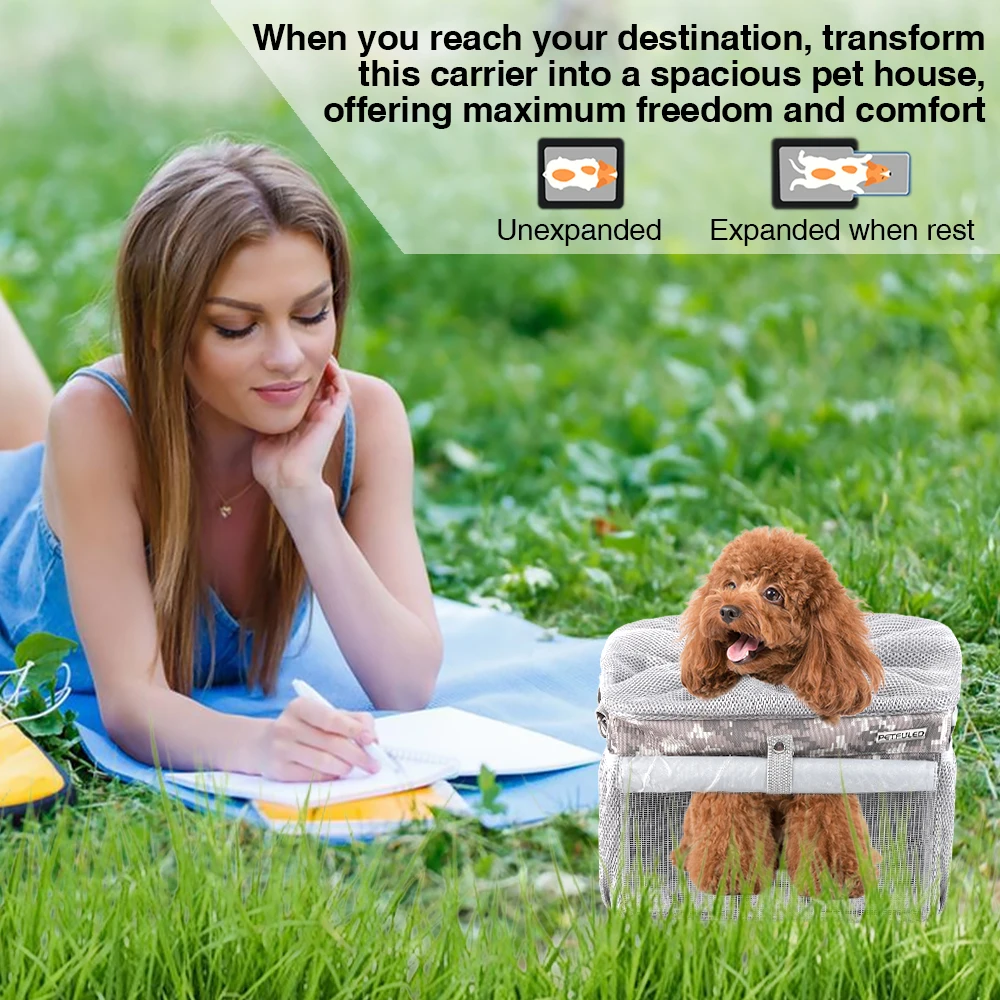 Cesta para bicicleta para perros, cesta para perros para mascotas pequeñas y medianas con malla transpirable, cesta para bicicleta extraíble, cesta para bicicleta con manillar delantero