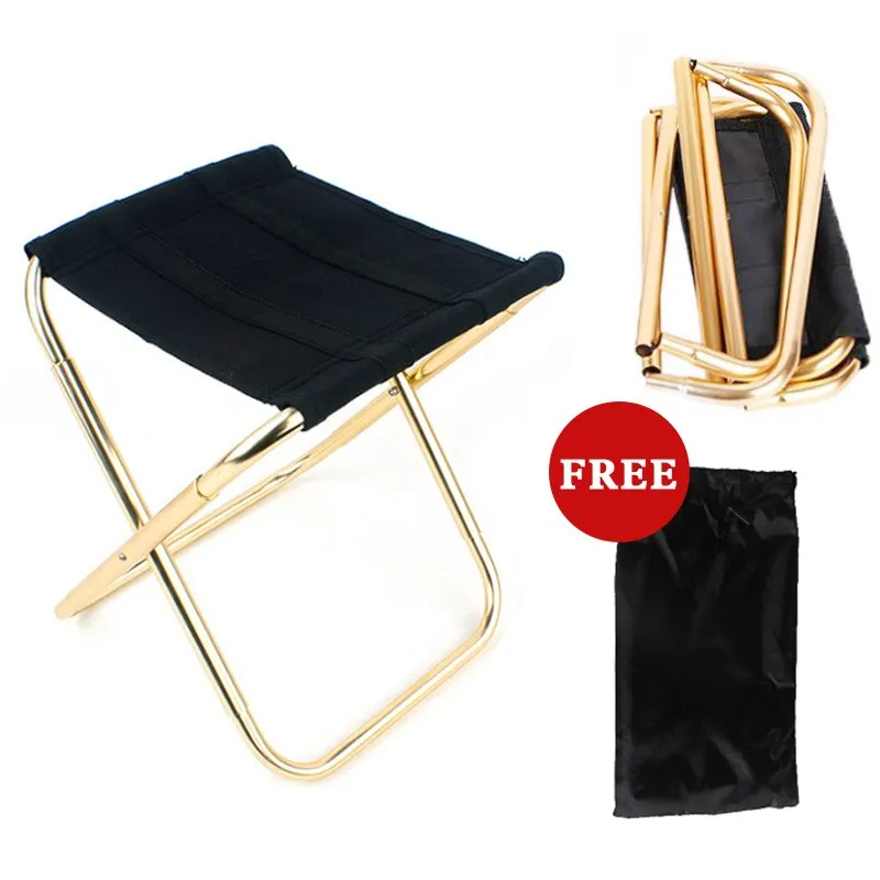 draussen Camping Stuhl goldene Aluminium legierung Klappstuhl mit Tasche Hocker Sitz Angeln Camping
