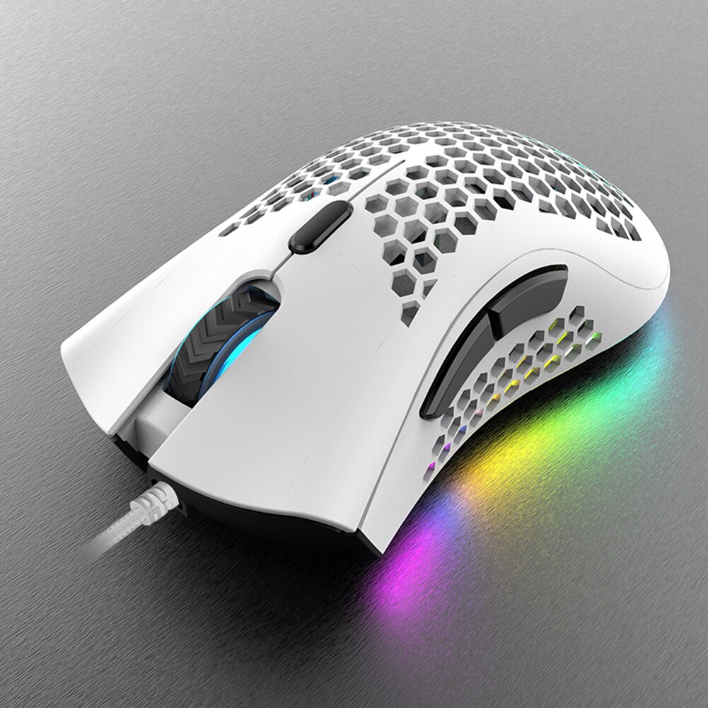 Fornite BM600 2.4GHz Wireless Mouse 2400DPI Adjustable RGB Backlit Honeycomb USB Optical Gaming Mouse Gamer Mice for Laptop PC: White Wired
