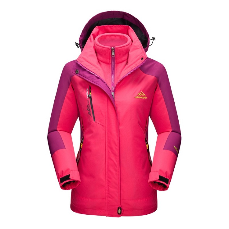 Bergsskinn dam vinter 2 delar softshell fleecejackor utomhussport vattentät termisk vandring skidåkning damrockar  rw015: Kvinnor steg / Asiatisk storlek xxxl