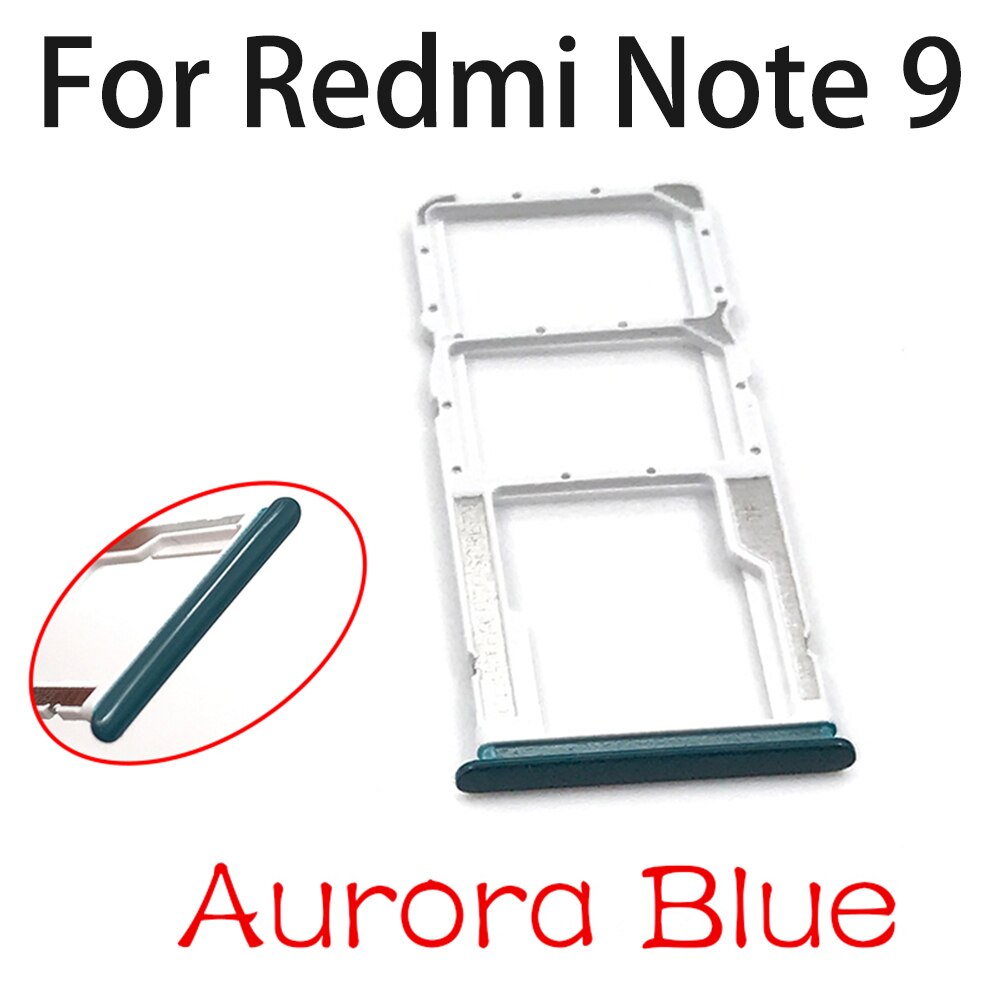 Bandeja con ranura para tarjeta Sim, pieza de reparación para Xiaomi Redmi Note 8 Pro Note 9 Note 9S Note 9 Pro 7: Note 9 Aurora Blue