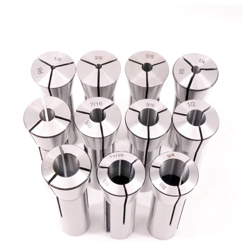 R8 Collet Set ,3-20(M12), 1/16-3/4(7/16-20), Milling tool holder, Collet Chuck, R8 Emergency Collet, R8 Extending Collet