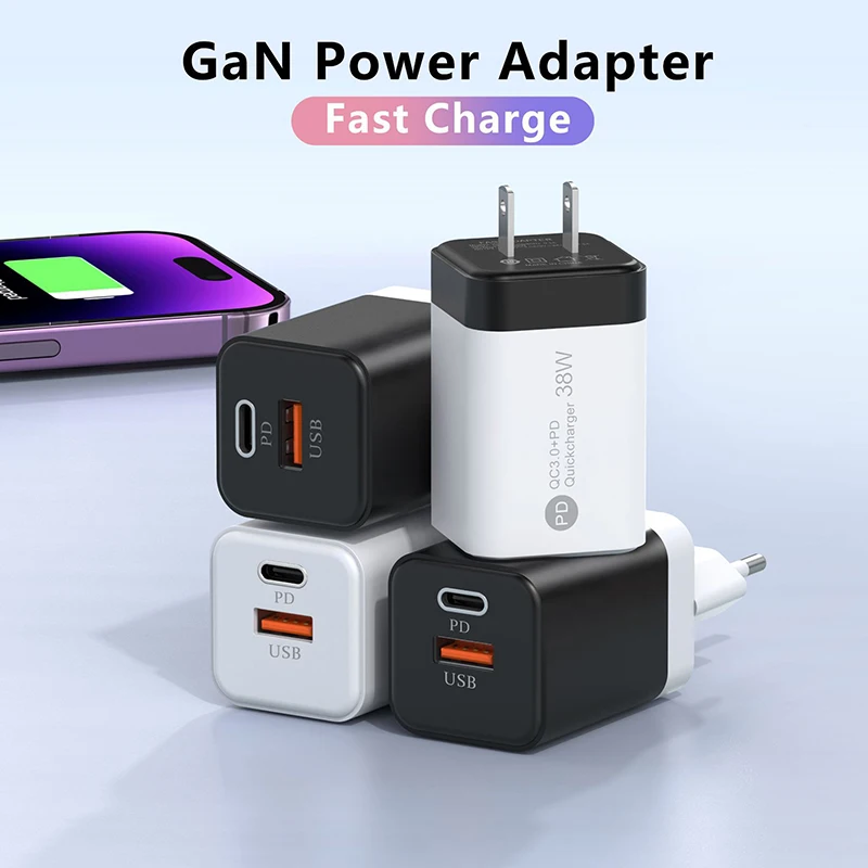 Xiaomi ultrasnabbladdare typ-c snabbladdningsadapter usb 3.0 2 portar snabb telefonladdare eu/us-kontakt för iphone huawei