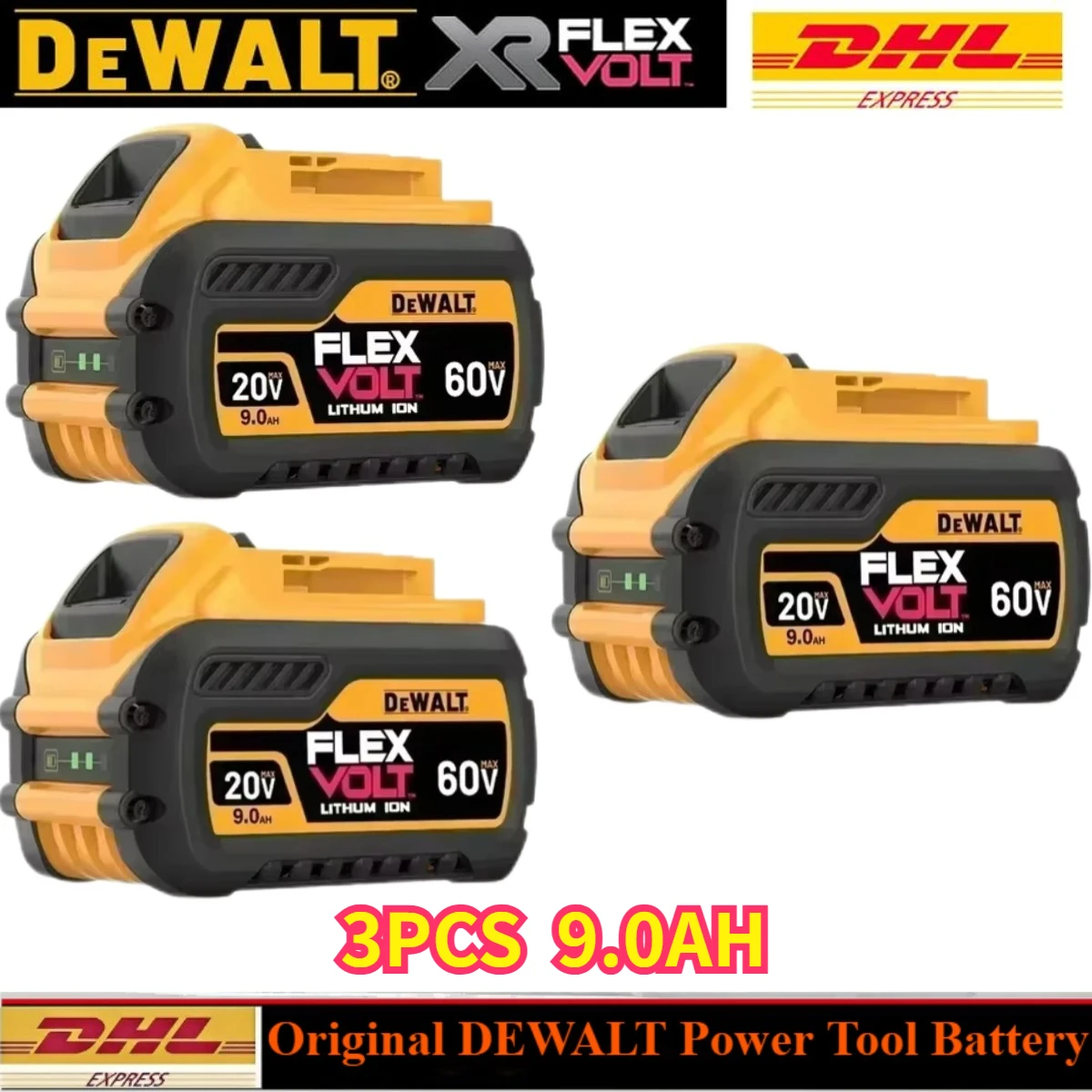 Originalt dewalt batteri 20v, 2.0v-9.0ah,  genopladeligt lithium-ion-batteri, dcb 115,  dcb 118,  dewalt værktøjsbatteri + oplader