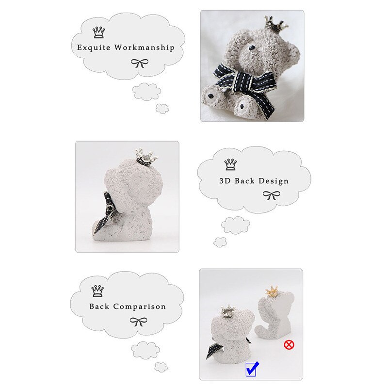 Wnętrze automatyczny wyświetlacz deski rozdzielczej ozdoby miś ornament ekologiczny zapach gipsowy odświeżacz powietrza uchwyt samochodowy widżety