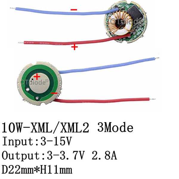 CREE XML2 XML T6 U2 LED Diode SMD5050 10W Round 20mm PCB for Flashlight Car light Headlight High Power Bulb bead DIY Parts: 10W-22mm 3 Mode