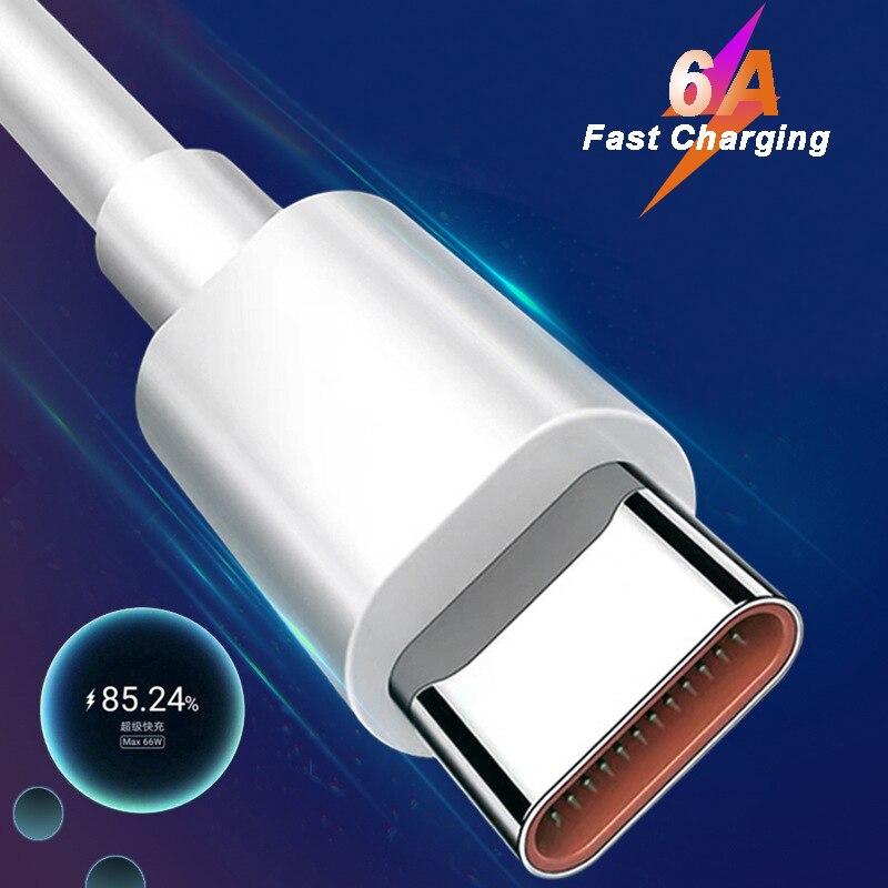 66W 6A USB Type-C Super Fast Charging Data Cable For Huawei Mate 40 Pro 30 20 P40 P30 Lite P20 Honor V40 V30 30S 30i 9X 8X QC3.0