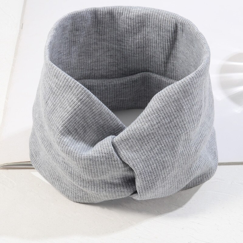 élastique noeud bandeaux sueur absorbant solide couleur bandeau pour femmes fille bébé coton croix cheveux accessoires: Light grey