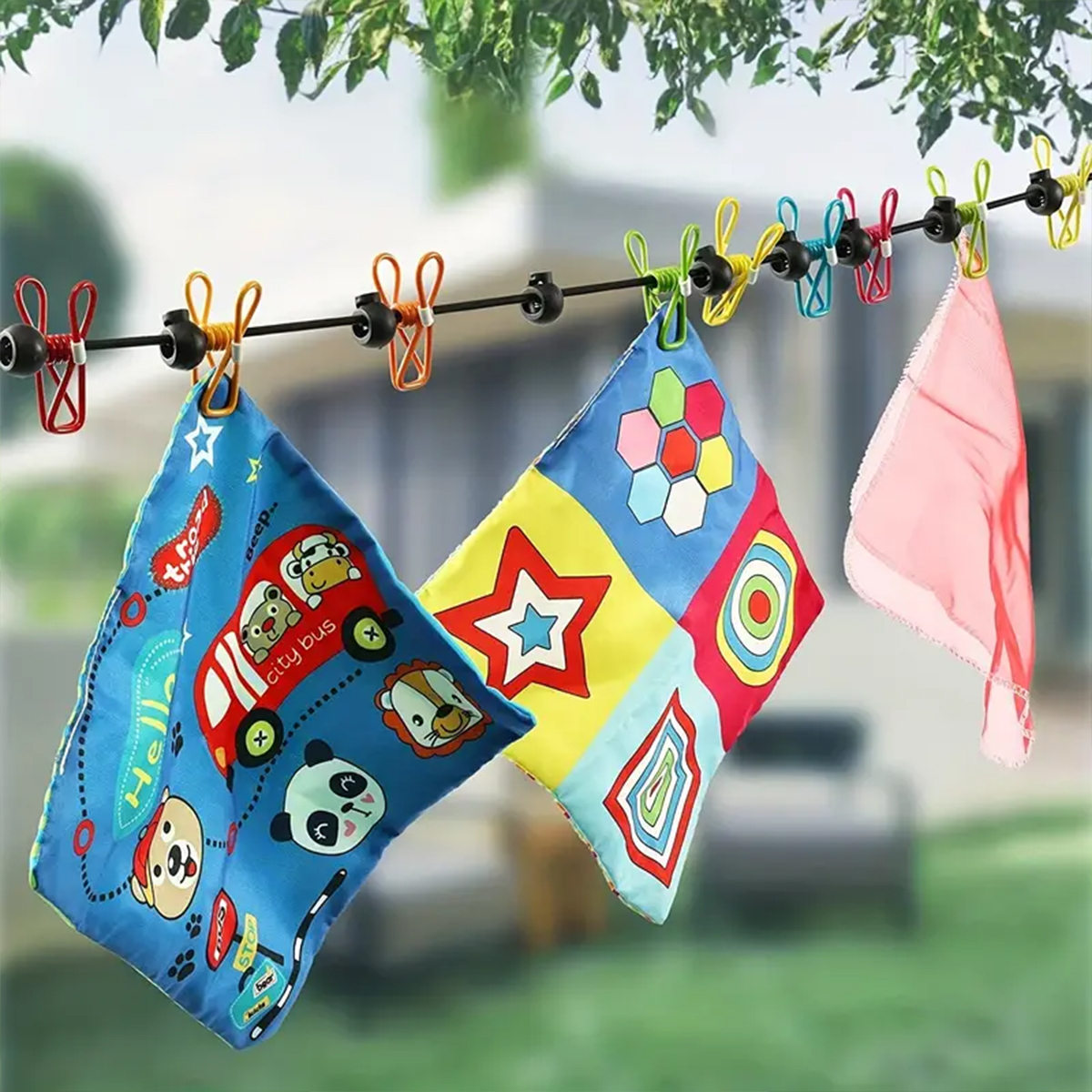 1 x Retractable Portable Travel Clothesline, Clothesline with 12 Clothespins, Indoor Clothesline, Outdoor Camping Accessories