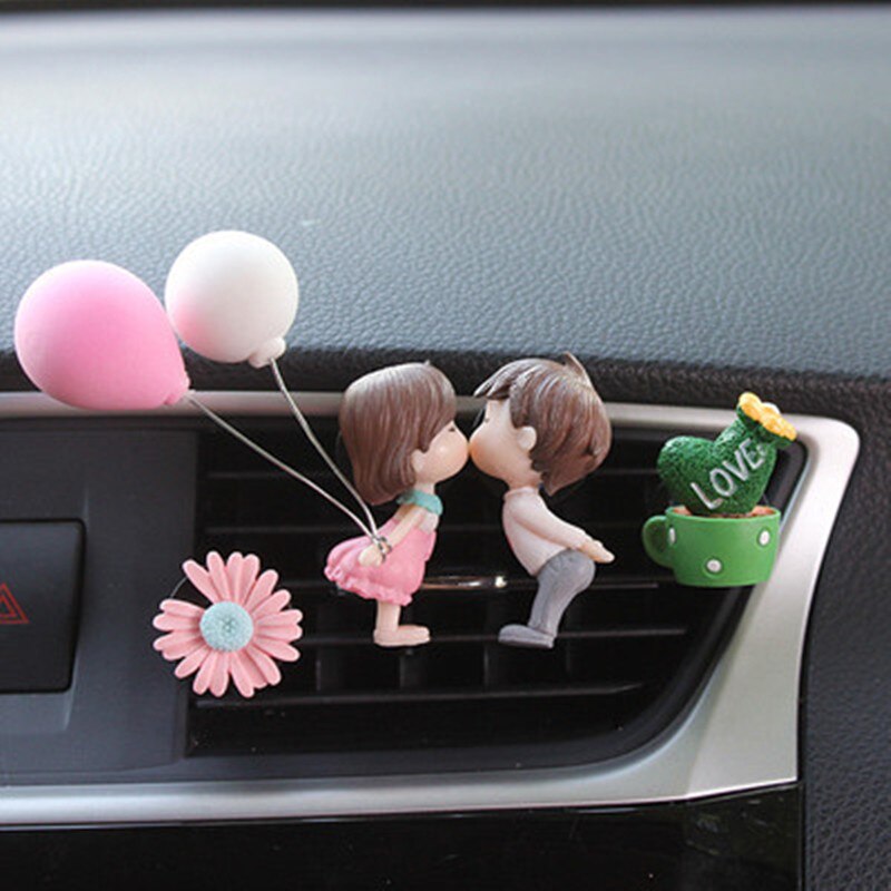 Creatieve Schattige Paar Ballon Auto Airconditioning Parfum Clip Aroma Auto Air Outlet Frisser Tyure Decoratie: Zilver