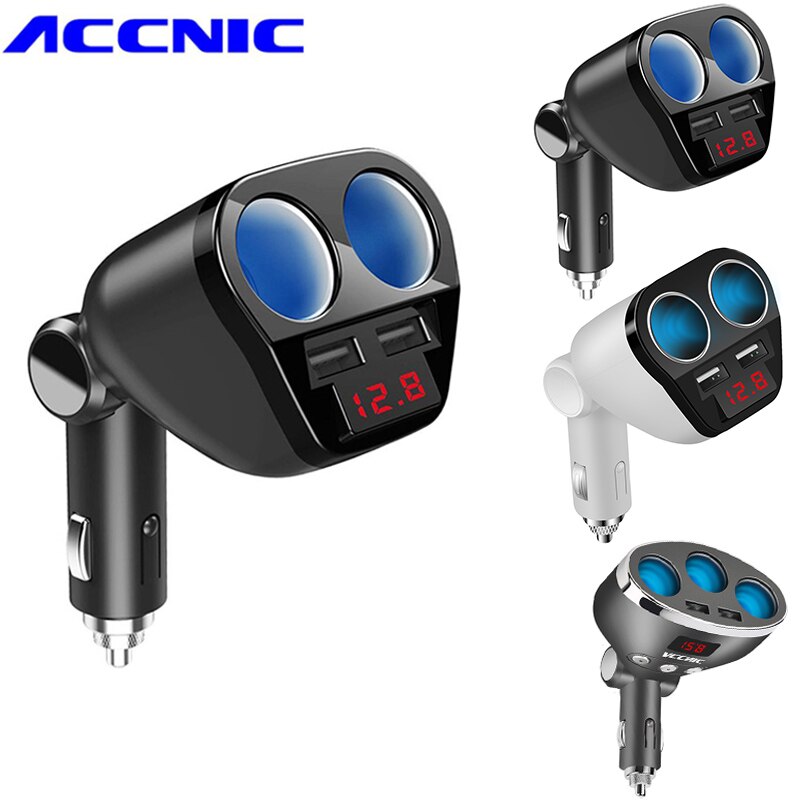 ACCNIC Auto Sigarettenaansteker 3 in 1 Dual USB Auto Voltage Diagnose Display 2 Sockets 12 v/24 v splitter Plug Voor iPhone Samsung