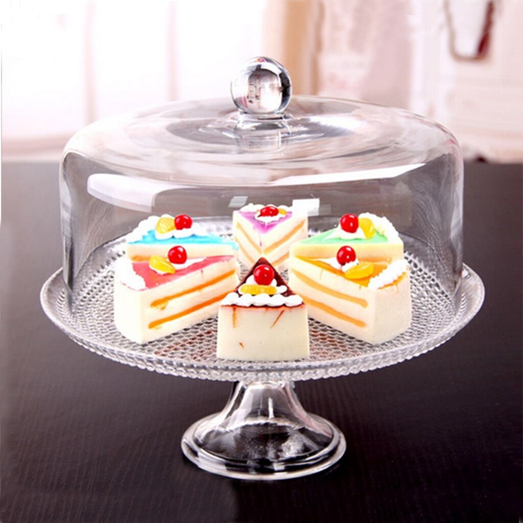 1/12 Cake Plate Tray With Cover Transparent Cake Fruit Dessert Kit Cake Trays with Cover Dollhouse Cake Plates Stand