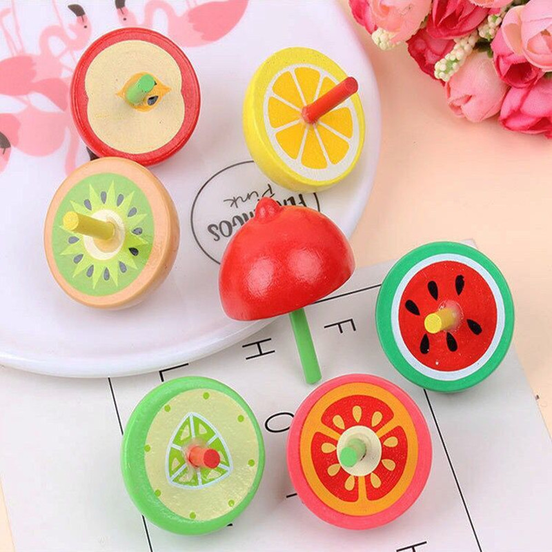 10PCS Fruit Wooden Gyro Kids Happy Birthday Party favor Baby Shower Favor girl Boy Souvenir Cute Giveaway