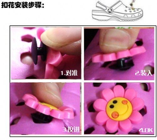 Children 10 PCS Pink/Yellow/Blue/Purple Flowers Fluorescent Shoe Accessory Night Light Bracelet Charms Cool