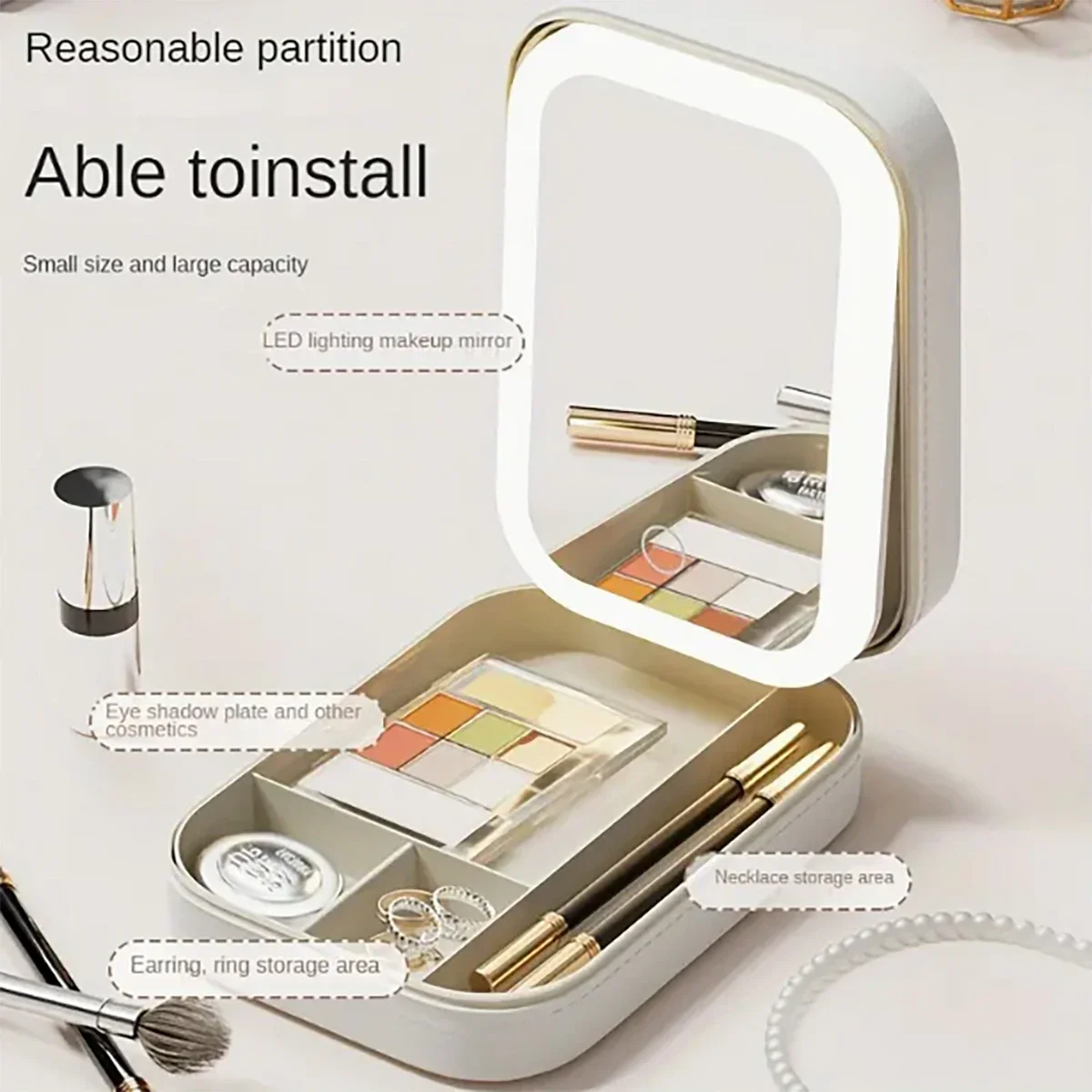 1PC Multi-Functional Storage Organizer with Mirror – Compact yet Spacious Storage Box for Efficient Organization