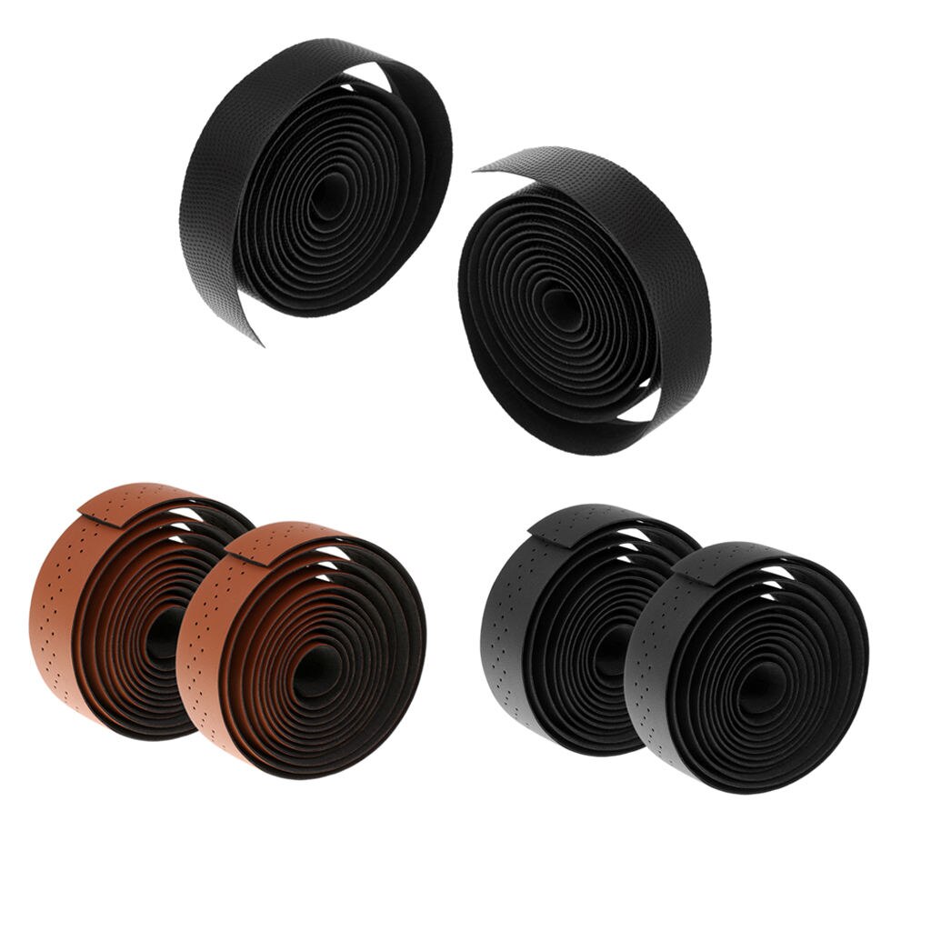 1 Paar Fiets Stuurlint Wrap Pu Leer Eva Antislip Schokbestendig Band + 2 Bar End Plugs