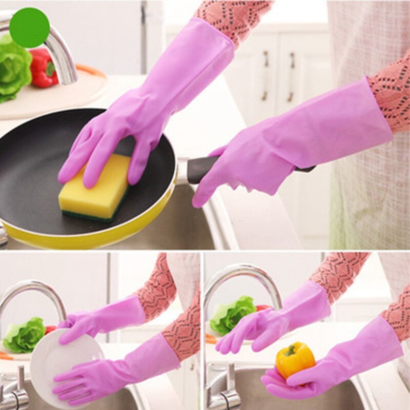 Rubber Handschoenen-Latex Keuken Schoonmaak Handschoenen Huishouden Waterdicht Afwassen Living Grote (3-Pack)